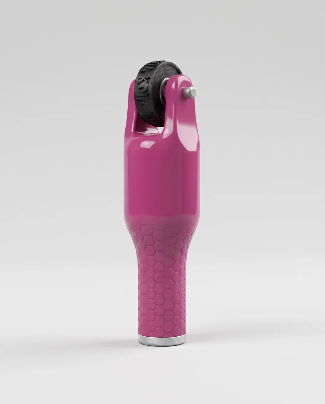 Pink Rolly roller stamp with its engraved wheel